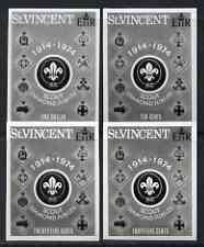 St Vincent 1974 Scount Diamond Jubilee set of 4 stamp sized b/w photographic proofs, stamps on 