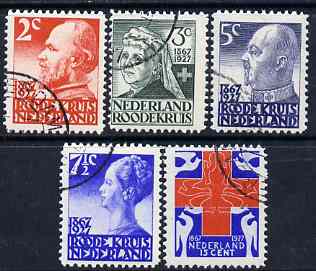 Netherlands 1927 Dutch Red Cross Anniversary set of 5 fine used, SG 354a-358, stamps on 