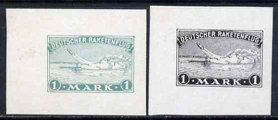 Cinderella - Germany 1933 Rocket Labels 2nd issue 1 mark in green and black unmounted mint imperfs (only 250 of each printed), stamps on 