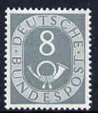 Germany 1951 Posthorn 8pf grey unmounted mint SG 1049, stamps on 