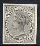 New Zealand 1882 QV 8d imperf proof single in black on ungummed paper as SG type 21, stamps on , stamps on  qv , stamps on 