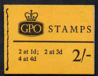 Booklet - Great Britain 1967-68 Wilding Crowns 2s booklet (Mar 1968) complete (4d plain, 3d/1d phos) SG N32var, stamps on 
