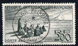 French West Africa 1947-58 Natives & Plane 200f very fine cds used SG 56, stamps on 