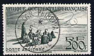 French West Africa 1947-58 Natives & Plane 200f very fine cds used SG 56, stamps on , stamps on  stamps on french west africa 1947-58 natives & plane 200f very fine cds used sg 56