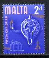 Malta 1965-70 Historical def 2d with gold omitted plus normal, both unmounted mint SG 333a, stamps on 