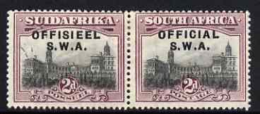 South West Africa 1929 (Aug) Official 2d horiz bilingual pair, both stamps without stop variety, mtd mint SG O11c, stamps on , stamps on  stamps on south west africa 1929 (aug) official 2d horiz bilingual pair, stamps on  stamps on  both stamps without stop variety, stamps on  stamps on  mtd mint sg o11c