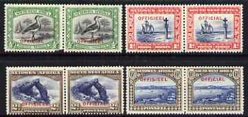 South West Africa 1931 Official 3 vals only (ex 1/2d) horiz bilingual pairs mtd mint SG O14-O16, stamps on , stamps on  stamps on south west africa 1931 official 3 vals only (ex 1/2d) horiz bilingual pairs mtd mint sg o14-o16