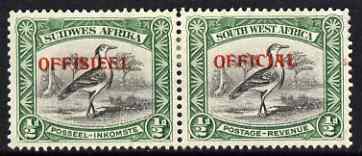 South West Africa 1945-50 Official 1/2d horiz bilingual pair mtd mint SG O18, stamps on , stamps on  stamps on south west africa 1945-50 official 1/2d horiz bilingual pair mtd mint sg o18