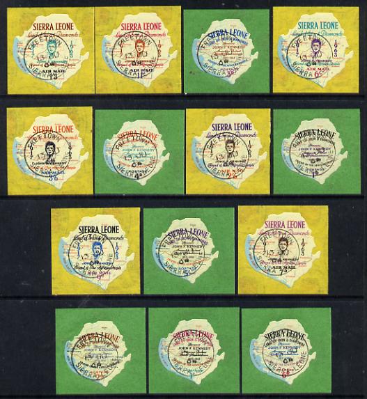 Sierra Leone 1964 Kennedy Memorial set of 14 fine cds used, SG 299-312, stamps on , stamps on  stamps on kennedy  personalities  maps