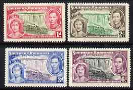 Southern Rhodesia 1937 KG6 Coronation perf set of 4 mounted mint, SG 36-39, stamps on , stamps on  stamps on , stamps on  stamps on  kg6 , stamps on  stamps on coronation, stamps on  stamps on railways, stamps on  stamps on waterfalls