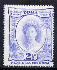 Tonga 1942-49 Queen Salote 2.5d Script CA with 'recut value' variety (R1/1) fine mounted mint, stamps on , stamps on  stamps on tonga 1942-49 queen salote 2.5d script ca with 'recut value' variety (r1/1) fine mounted mint