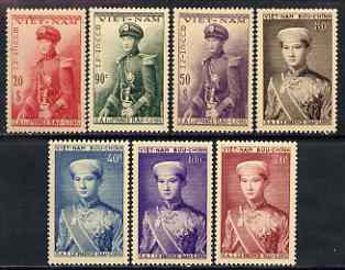 Vietnam - South 1954 Crown Prince Bao Long set of 7 complete, unmounted mint but overall toning on gum, SG 91-97, stamps on , stamps on  stamps on vietnam - south 1954 crown prince bao long set of 7 complete, stamps on  stamps on  unmounted mint but overall toning on gum, stamps on  stamps on  sg 91-97