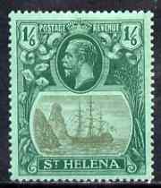 St Helena 1922-37 KG5 Badge Script 1s6d single with variety Top frameline broken above & to right of rock, (stamp 8) mtd mint but tiny thin SG 107var, stamps on , stamps on  kg5 , stamps on ships, stamps on 