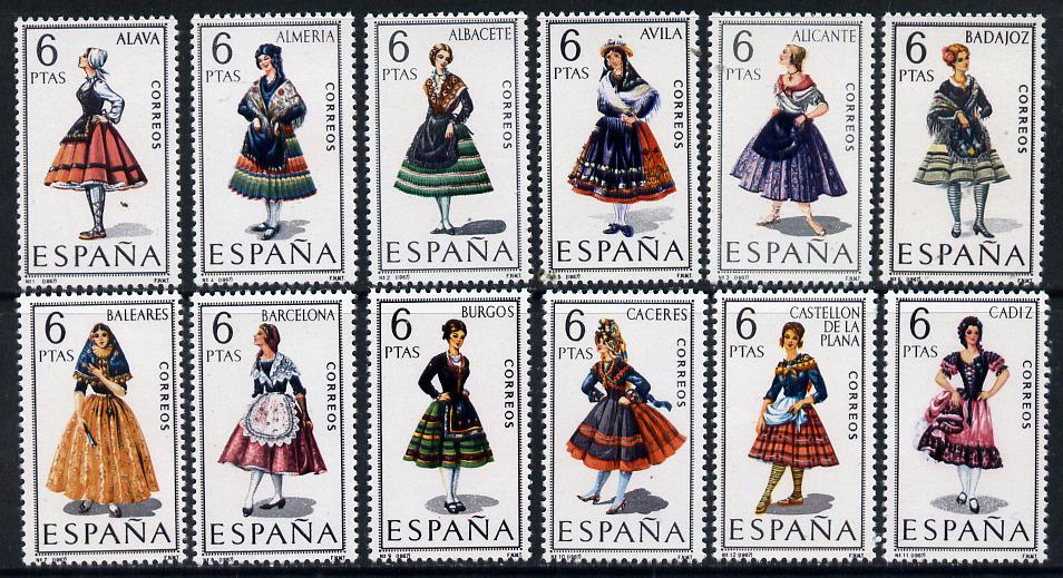 Spain 1967 Provincial Costumes #1 set of 12 unmounted mint, SG 1825-36, stamps on costumes