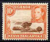 Kenya, Uganda & Tanganyika 1938-54 KG6 Lake Naivasha 10c red-brown & orange (perf 14) very fine lightly mounted mint SG 134b, stamps on , stamps on  kg6 , stamps on lakes