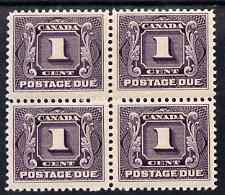 Canada 1906-28 Postage Due 1c red-violet block of 4 superb unmounted mint SG D2, stamps on 