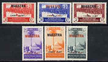 Spain - Cape Juby 1933 Pictorials 25c, 30c, 40c, 50c, 60c & 2p each optd MUESTRA (Speciman) fine with gum, stamps on 