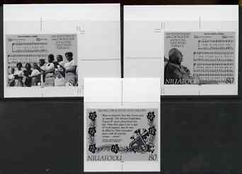 Tonga - Niuafoou 1992 Kings Coronation Anniversary set of 3 x 80s B&W photographic proofs, rare thus, as SG 178-80, stamps on 
