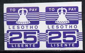 Lesotho 1986 Postage Due 25s violet in unmounted mint imperf pair, SG D21var, stamps on 