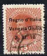 Italy - Venezia Giulia 1918 Austrian 15h red-brown with no stop after 18 variety fine used, SG 36var, stamps on 