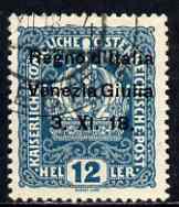 Italy - Venezia Giulia 1918 Austrian 12h blue-green with 'tall X and short I' variety fine used, SG 35var, stamps on , stamps on  stamps on italy - venezia giulia 1918 austrian 12h blue-green with 'tall x and short i' variety fine used, stamps on  stamps on  sg 35var