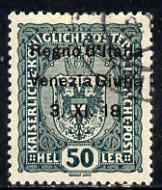 Italy - Venezia Giulia 1918 Austrian 50h green with tall X and short I variety fine used, SG 41var, stamps on 