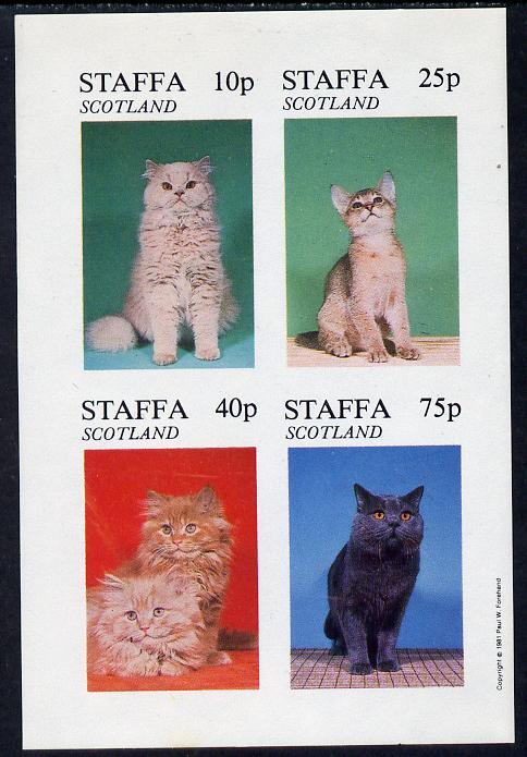 Staffa 1981 Cats imperf  set of 4 values (10p to 75p) unmounted mint, stamps on , stamps on  stamps on animals   cats