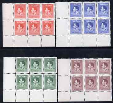 New Guinea 1937 KG6 Coronation perf set of 4 in corner blocks of 6 unmounted mint, SG 208-10, stamps on , stamps on  kg6 , stamps on 