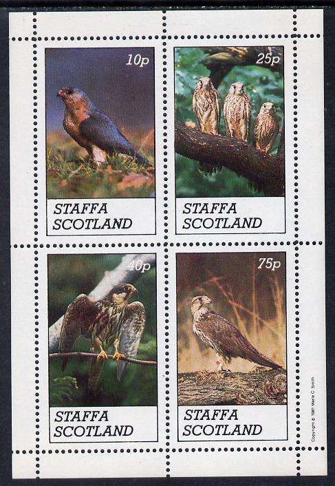 Staffa 1981 Birds of Prey #02 perf  set of 4 values (10p to 75p) unmounted mint, stamps on , stamps on  stamps on birds, stamps on  stamps on birds of prey