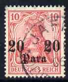 German POs in Turkish Empire 1905 Germania 20pa on 10pf no wmk fine used SG 36, stamps on 