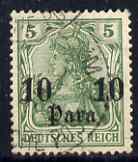 German POs in Turkish Empire 1905 Germania 10pa on 5pf no wmk fine used SG 35, stamps on 