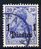 German POs in Turkish Empire 1905-12 Germania 1pi on 20pf wmk Lozenges fine used SG 49, stamps on 