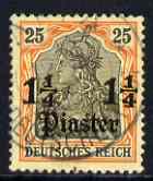 German PO's in Turkish Empire 1905 Germania 1.25pi on 25pf no wmk fine used SG 38, stamps on , stamps on  stamps on german po's in turkish empire 1905 germania 1.25pi on 25pf no wmk fine used sg 38