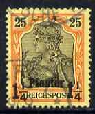 German PO's in Turkish Empire 1900 Germania 1.25pi on 25pf fine used SG 20, stamps on , stamps on  stamps on german po's in turkish empire 1900 germania 1.25pi on 25pf fine used sg 20