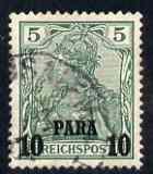 German PO's in Turkish Empire 1902-04 Germania 10pa on 5pf fine used SG 30, stamps on 