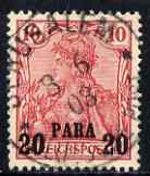 German PO's in Turkish Empire 1902-04 Germania 20pa on 10pf fine used with Jerusalem cancel SG 30, stamps on 