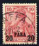 German POs in Turkish Empire 1902-04 Germania 20pa on 10pf fine used with Jaffa cancel SG , stamps on 