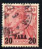 German POs in Turkish Empire 1902-04 Germania 20pa on 10pf fine used SG 30, stamps on 