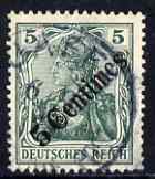 German POs in Turkish Empire 1908 Germania 5c on 5pf fine used with Jaffa cancel SG 60, stamps on 