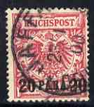 German PO's in Turkish Empire 1889 20pa on 10pf fine used with Jaffa cancel SG 11, stamps on , stamps on  stamps on german po's in turkish empire 1889 20pa on 10pf fine used with jaffa cancel sg 11
