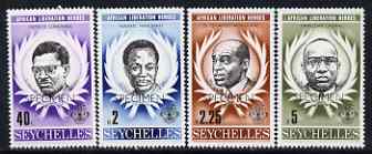 Seychelles 1977 Liberation Heroes set of 4 opt'd SPECIMEN, unmounted mint as SG 446s-9s, stamps on , stamps on  stamps on seychelles 1977 liberation heroes set of 4 opt'd specimen, stamps on  stamps on  unmounted mint as sg 446s-9s