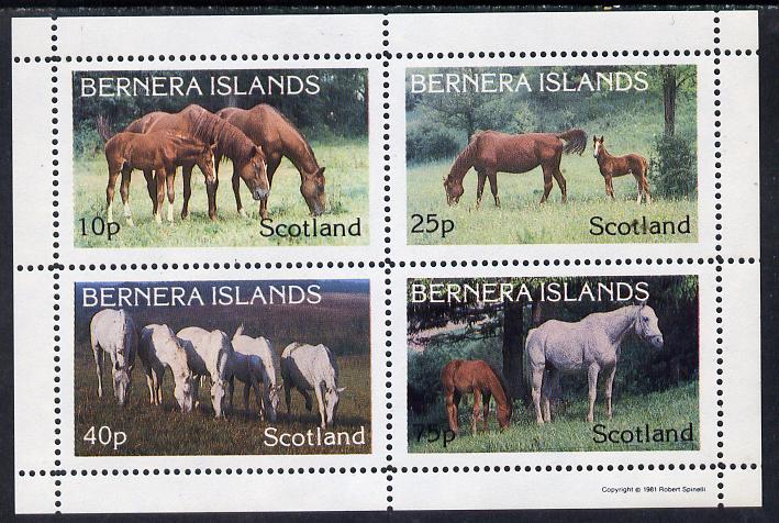 Bernera 1981 Horses perf  set of 4 values (10p to 75p) unmounted mint, stamps on animals  horses