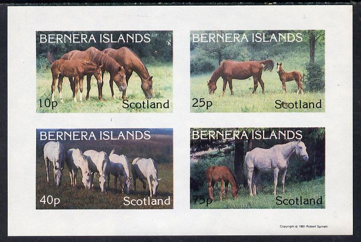 Bernera 1981 Horses imperf  set of 4 values (10p to 75p) unmounted mint, stamps on , stamps on  stamps on animals  horses