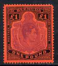 Bermuda 1938-53 KG6 \A31 P13 (Nov 51) with major scroll flaw (stamp 14) corner fault o/w fine mounted mint, stamps on , stamps on  kg6 , stamps on 
