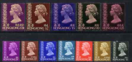 Hong Kong 1973 defs 20c to $20 (ex 10c & 15c) unmounted mint, SG 285-96 cat \A390, stamps on 