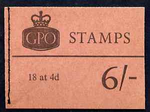 Great Britain 1967-70 Wilding Crowns phosphor 6s booklet (Aug 1967) complete SG Q27p, stamps on 