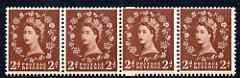 Great Britain 1957 Wilding 2d graphite horiz coil strip of 4 with coil join, unmounted mint, stamps on 