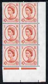 Great Britain 1958-65 Wilding Crowns 4.5d corner block of 6 showing Phantom frame (incomplete marginal rule) unmounted mint SG spec S94a, stamps on 