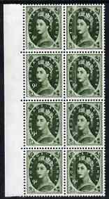 Great Britain 1958-65 Wilding Crowns 9d marginal block of 8 with fine doctor blade flaw affecting 4 stamps (scarce on high values), unmounted mint, stamps on , stamps on  stamps on great britain 1958-65 wilding crowns 9d marginal block of 8 with fine doctor blade flaw affecting 4 stamps (scarce on high values), stamps on  stamps on  unmounted mint