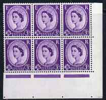 Great Britain 1958-65 Wilding Crowns 3d two corner blocks of 6 showing Phantom R 2nd & 3rd retouches, unmounted mint SG spec S70l, stamps on , stamps on  stamps on great britain 1958-65 wilding crowns 3d two corner blocks of 6 showing phantom r 2nd & 3rd retouches, stamps on  stamps on  unmounted mint sg spec s70l